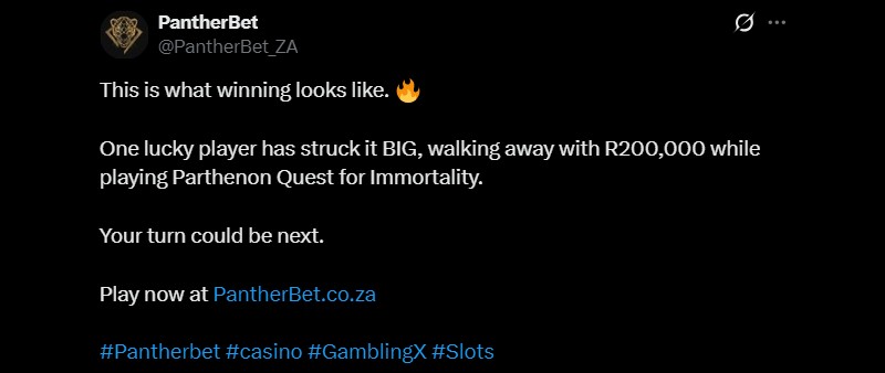 Twitter R200K Parthenon Win at PantherBet